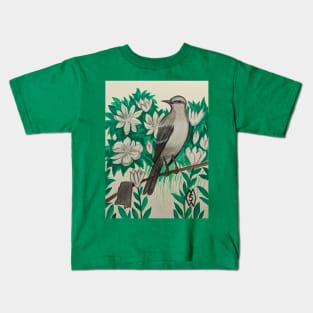 Mississippi state bird and flower, the mockingbird and magnolia Kids T-Shirt